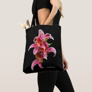 Tote Bag Élégante Lys orientaux roses