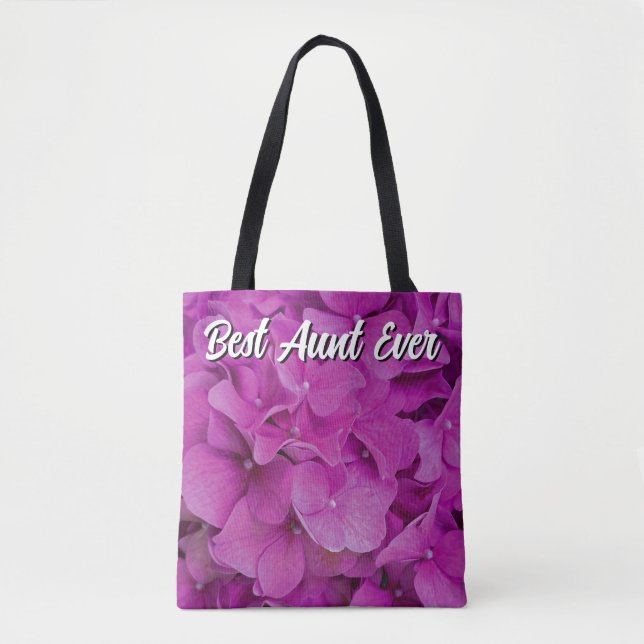Tote Bag Elégante magenta rose hydrangée florale roses (Devant)