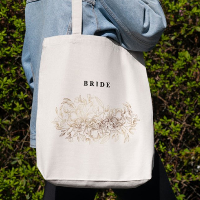 Tote Bag Élégante Main dessinée Botanique Mariée de la fête (Créateur téléchargé)