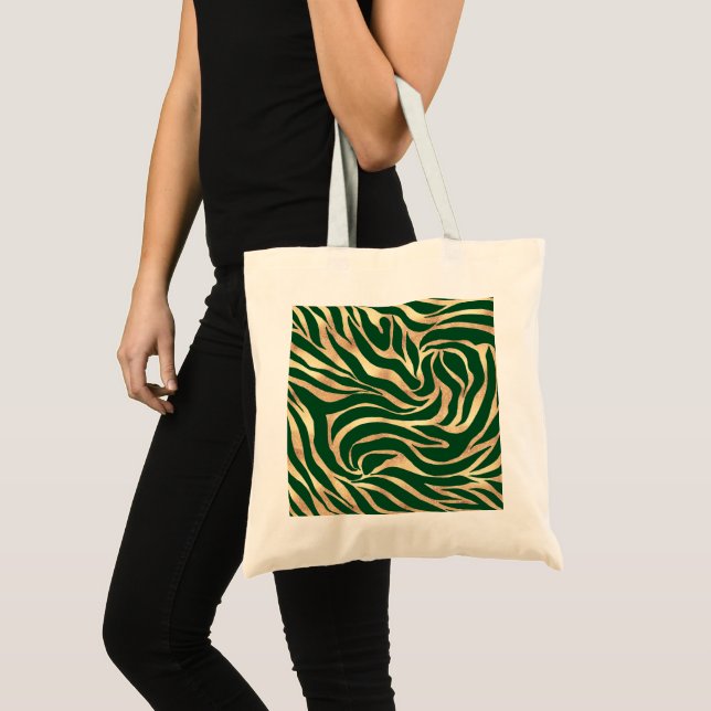 Tote Bag Elégante Parties scintillant or Zebra Green Poster (Devant (produit))