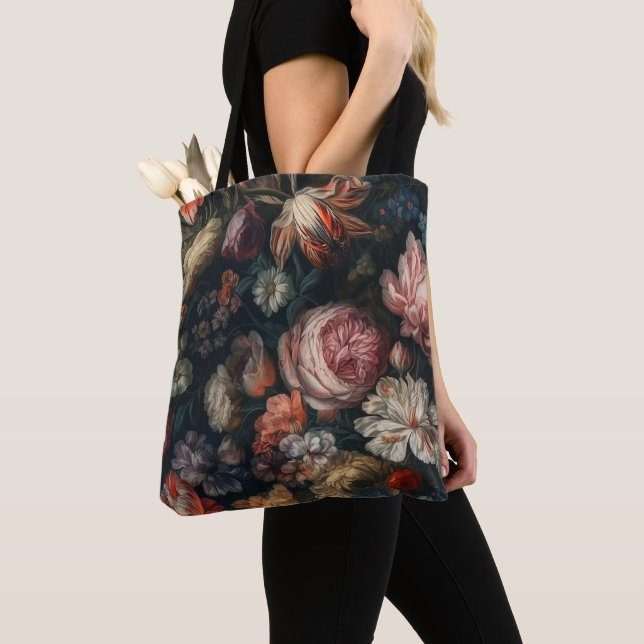 Tote Bag Élégante peinture à l'huile de fleur féminine (De près)