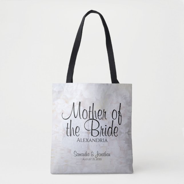 Tote Bag Élégante Peonies blanches Mère de la Mariage marié (Devant)