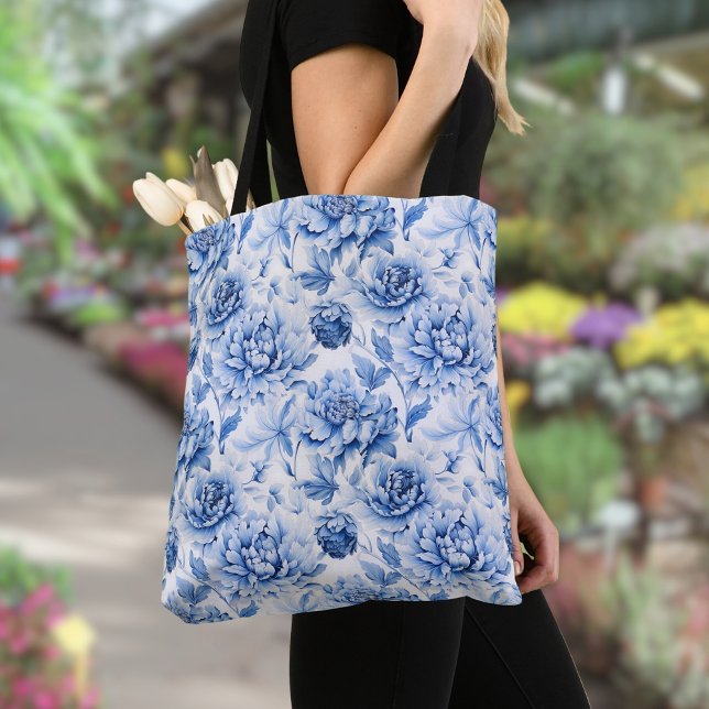 Tote Bag Elégante toile bleue de Jouy (Créateur téléchargé)