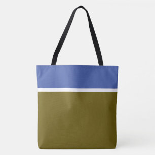 Tote Bag Élégantes rayures bleu moyen et blanc olive modern