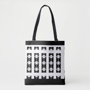 Tote Bag Élégants Diamants Triples Blancs Noir & Blanc