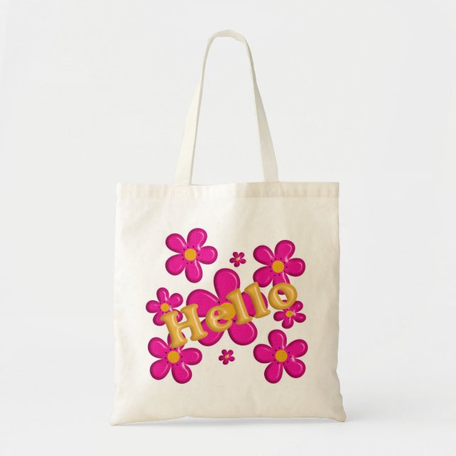 Tote Bag Élément rose floral. Bonjour (Devant)