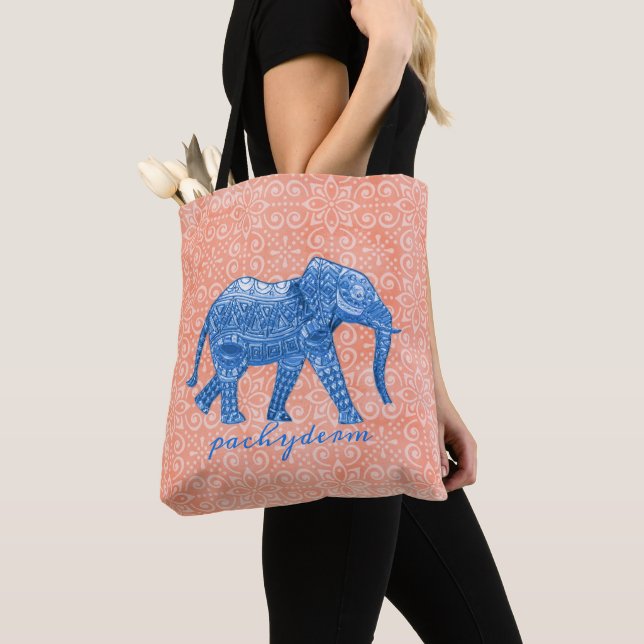 Tote Bag Eléphant bleu (De près)