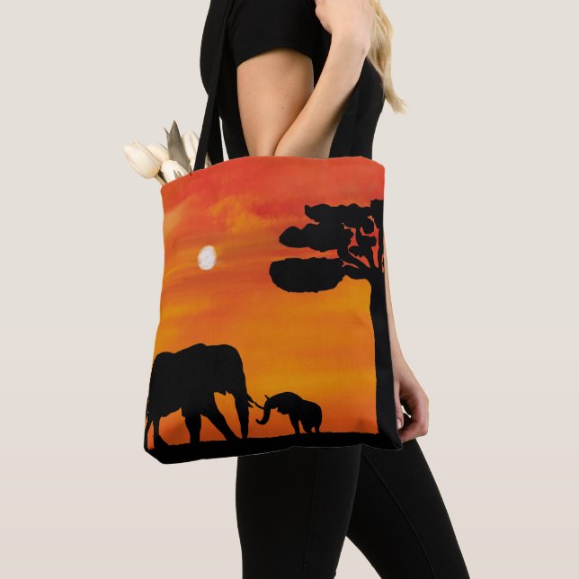 Tote Bag éléphant, , ciel, animaux, lever du soleil, nature (De près)