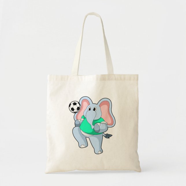 Tote Bag Elephant comme joueur de football avec Soccer.PNG (Devant)