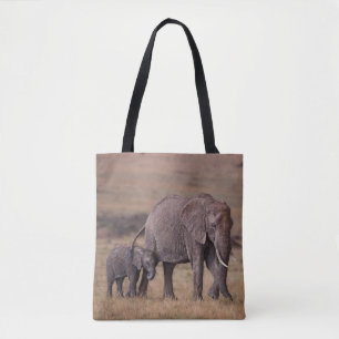Tote Bag Éléphant d'Afrique avec bébé