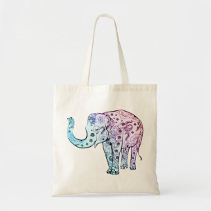 Tote Bag Éléphant de Bohème en pastel floral