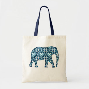 Tote Bag Elephant de Carrelage marocain, Cobalt, Marine & B
