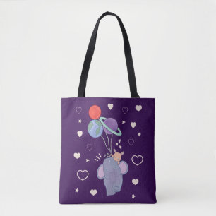 Tote Bag Éléphant et Lapin Montgolfière Spatiale Fantaisi