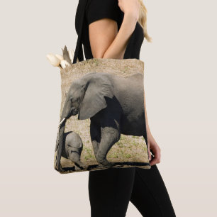 Tote Bag Éléphant et mère de bébé