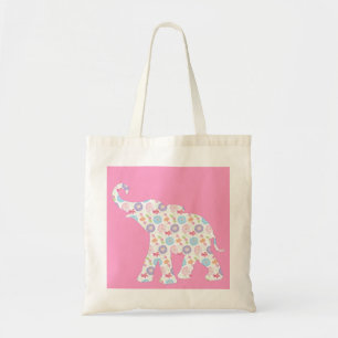 Tote Bag Eléphant - Fleurs d'Aquarelle Motif rose unique