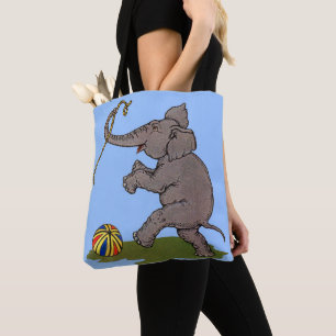 Tote Bag éléphant heureux jouant avec la corde et le ballon