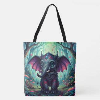Tote Bag Elephant mystique ailé dans la forêt enchantée