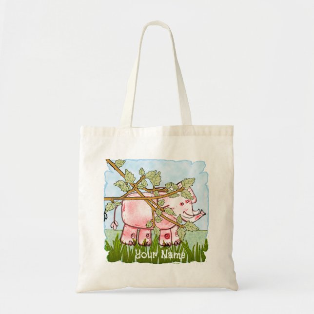Tote Bag Éléphant Rose Caché (Devant)
