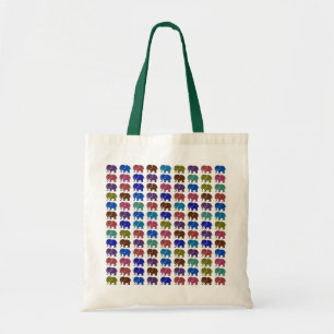 Tote Bag éléphants de couleur mignons motifs