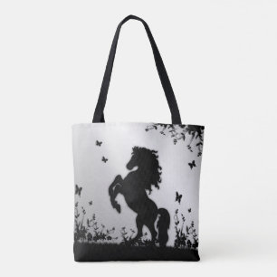 Tote Bag Élevage de l'étalon noir / Cheval sur argent
