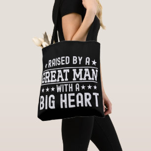 Tote Bag Élevé Par Un Grand Homme Avec Un Gros Coeur Drôle