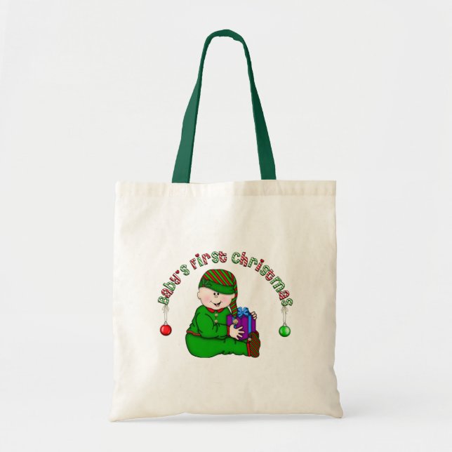 Tote Bag Elf Baby White First Christmas Tshirts et cadeaux (Devant)