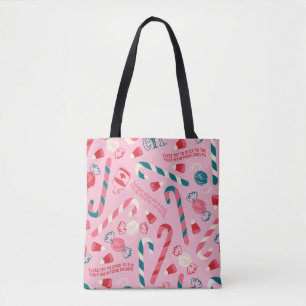 Tote Bag Elf Holiday Candy Motif