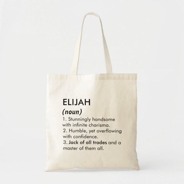 Tote Bag Elijah name, Editable name, Custom name (Devant)
