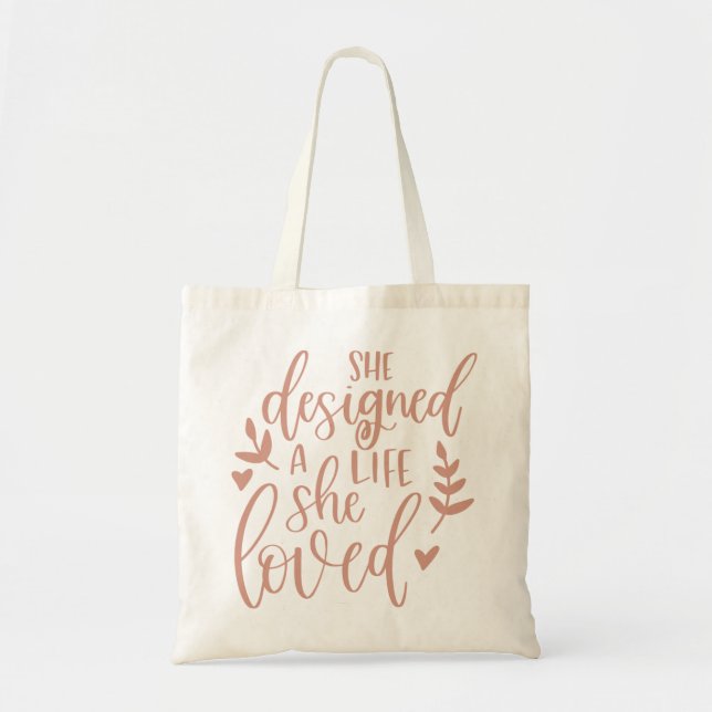 Tote Bag Elle A Conçu Une Vie Qu'Elle Aimait Botanique Blus (Devant)