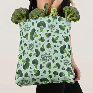 Tote Bag Elle découpe du brocoli Humour Génération X Épicer