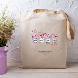 Tote Bag Elle est Fierce dimanche École Foi Bible Custom