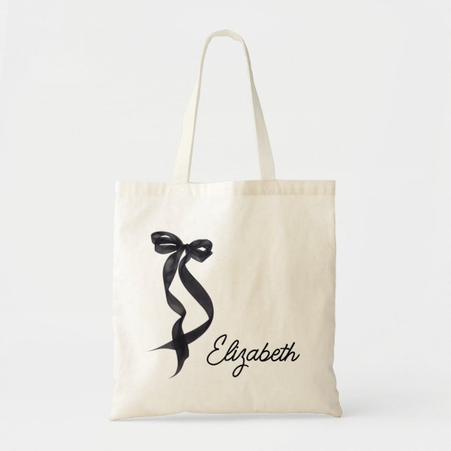 Tote Bag Elle noue le noeud Noir Bow Enterrement de vie de  (Devant)