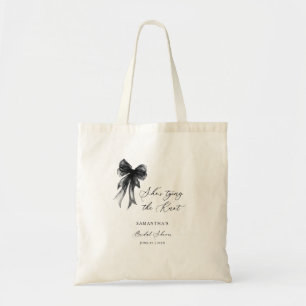 Tote Bag Elle Noue Le Nœud Noir Fête de Mariage avec un Nœu