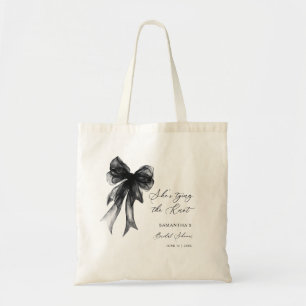 Tote Bag Elle Noue Le Nœud Noir Fête de Mariage avec un Nœu
