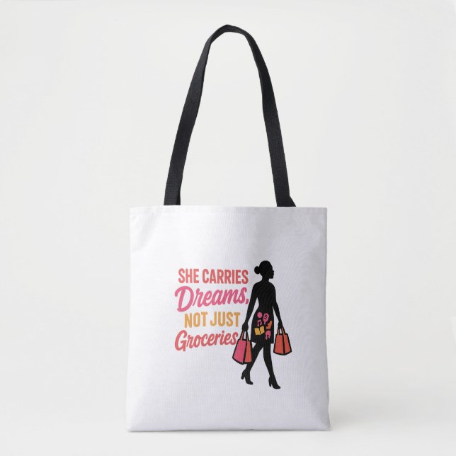 Tote Bag Elle porte des rêves - Inspiration pour les femmes (Devant)