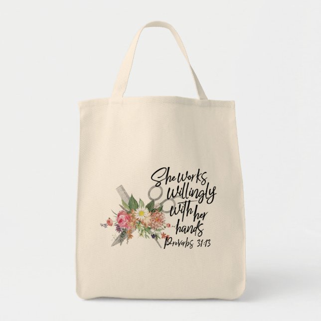 Tote Bag Elle Travaille Avec Volonté Avec Ses Mains (Devant)