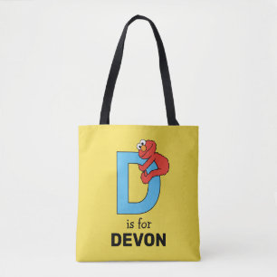Tote Bag Elmo Alphabet D Bleu