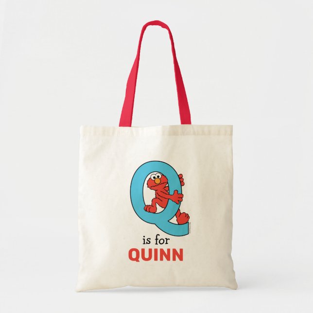 Tote Bag Elmo Alphabet | Q en bleu (Devant)