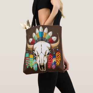 Tote Bag Emblème amérindien de crâne de bison