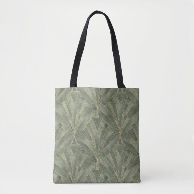 Tote Bag Emerald Green et Gold Art déco Motif (Devant)