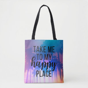 Tote Bag Emmenez-Moi À Mon Happy Place Boho Beach & Palm Tr