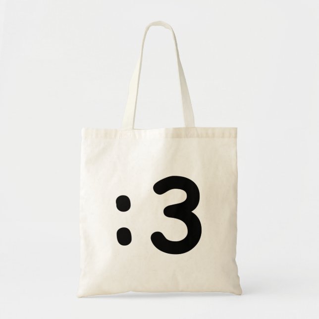 Tote Bag Emoticône visage de chat :3 (Devant)