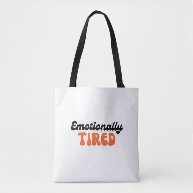 Tote Bag Emotionally Tired Retro Bubble Text Design (Devant)