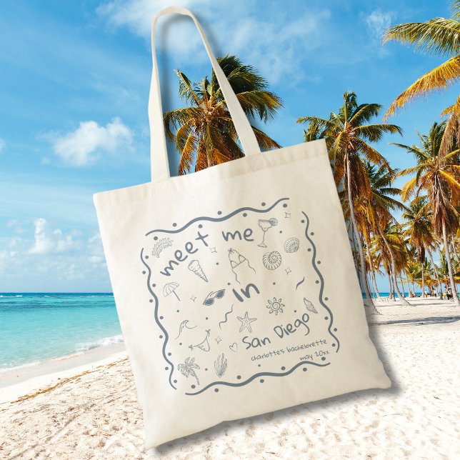 Tote Bag Emplacement de la rencontre côtière dessinée à la  (Créateur téléchargé)