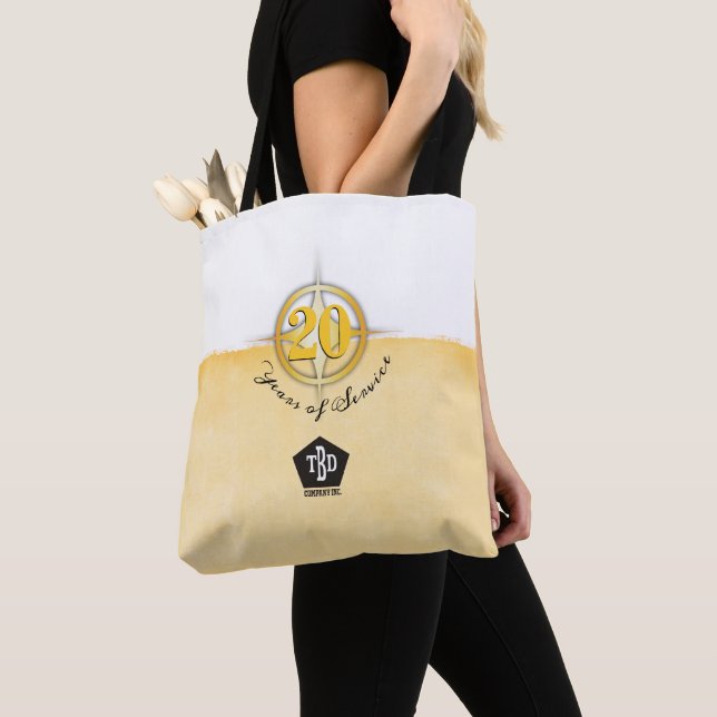 Tote Bag Employé d'emblème d'or de Faux anniversaire de 20 (De près)
