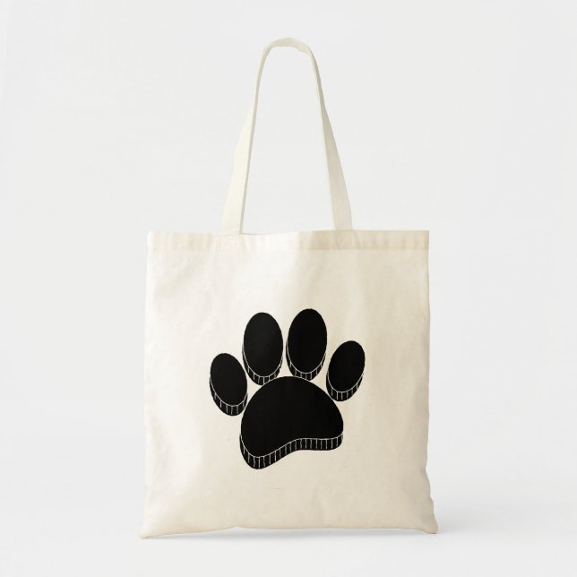 Tote Bag Empreinte de chien noir main tirée personnalisée (Devant)