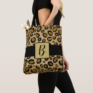 Tote Bag Empreinte de léopard Cheetah Peint Spots Or Beige 