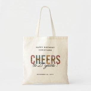 Tote Bag Empreinte de léopard de fête du 21e anniversaire m