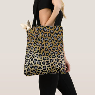Tote Bag Empreinte de léopard d'or 