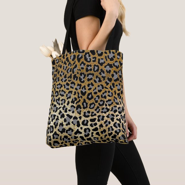 Tote Bag Empreinte de léopard d'or  (De près)
